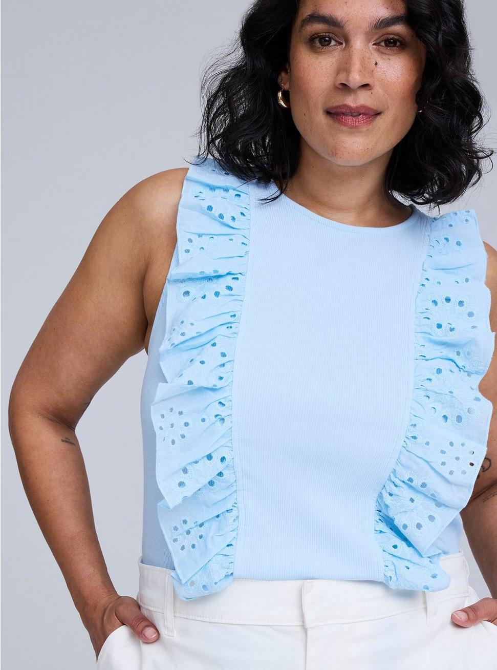 Belle Isle Eyelet Ruffle Tank Product Image