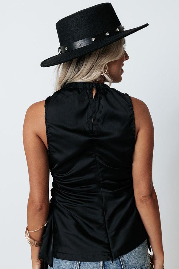 Renegade Ruched Satin Top In Black Product Image