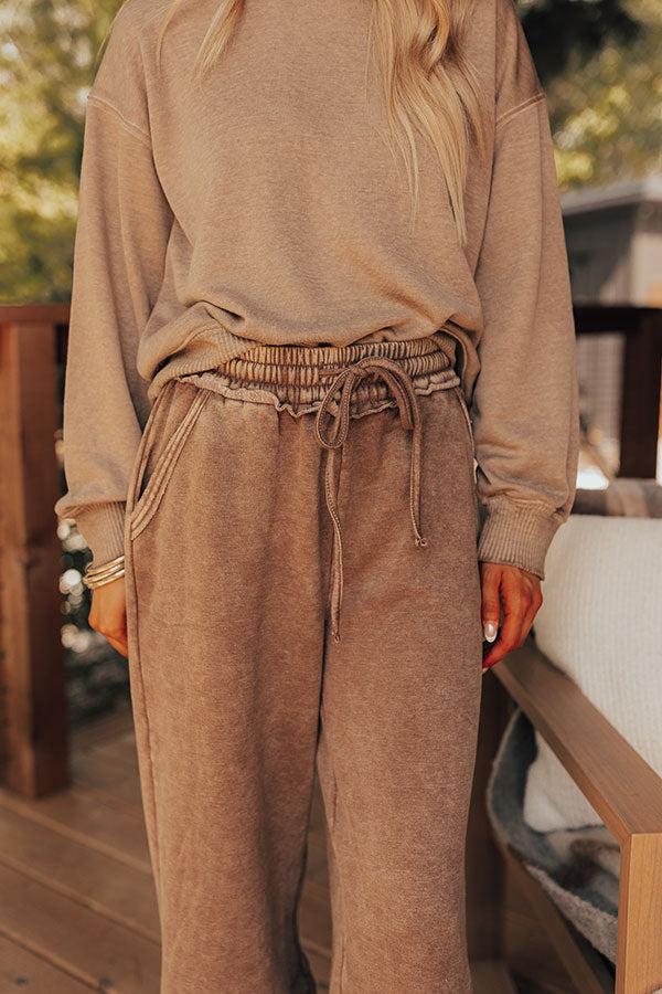 Cozy Daydream High Waist Vintage Wash Pants in Mocha Product Image