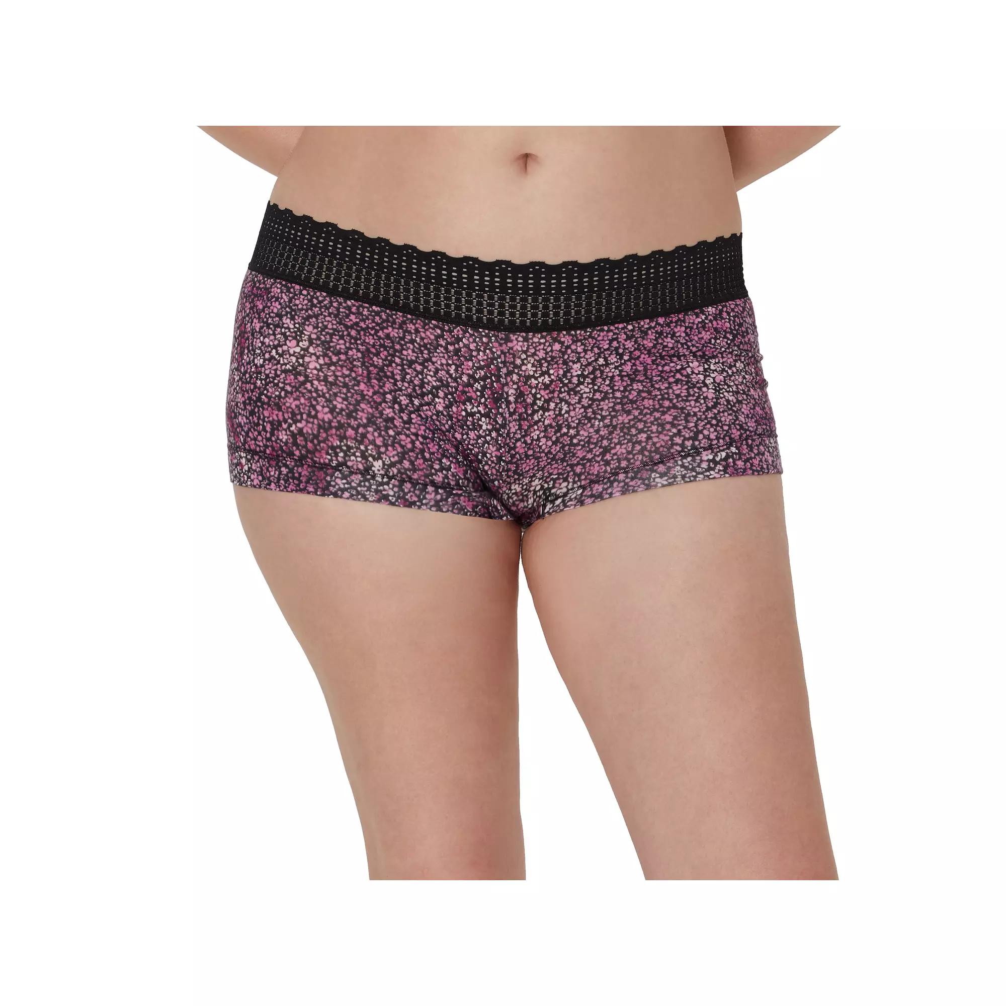 Maidenform® Dream® Cotton Lace-Trim Boyshort Underwear 40859, Women's, Size: 7, Pink Ditsy Print Product Image