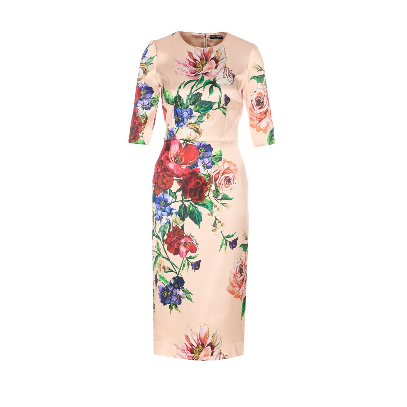 DOLCE & GABBANA Women Flower Print Midi Dress In Neutral Product Image