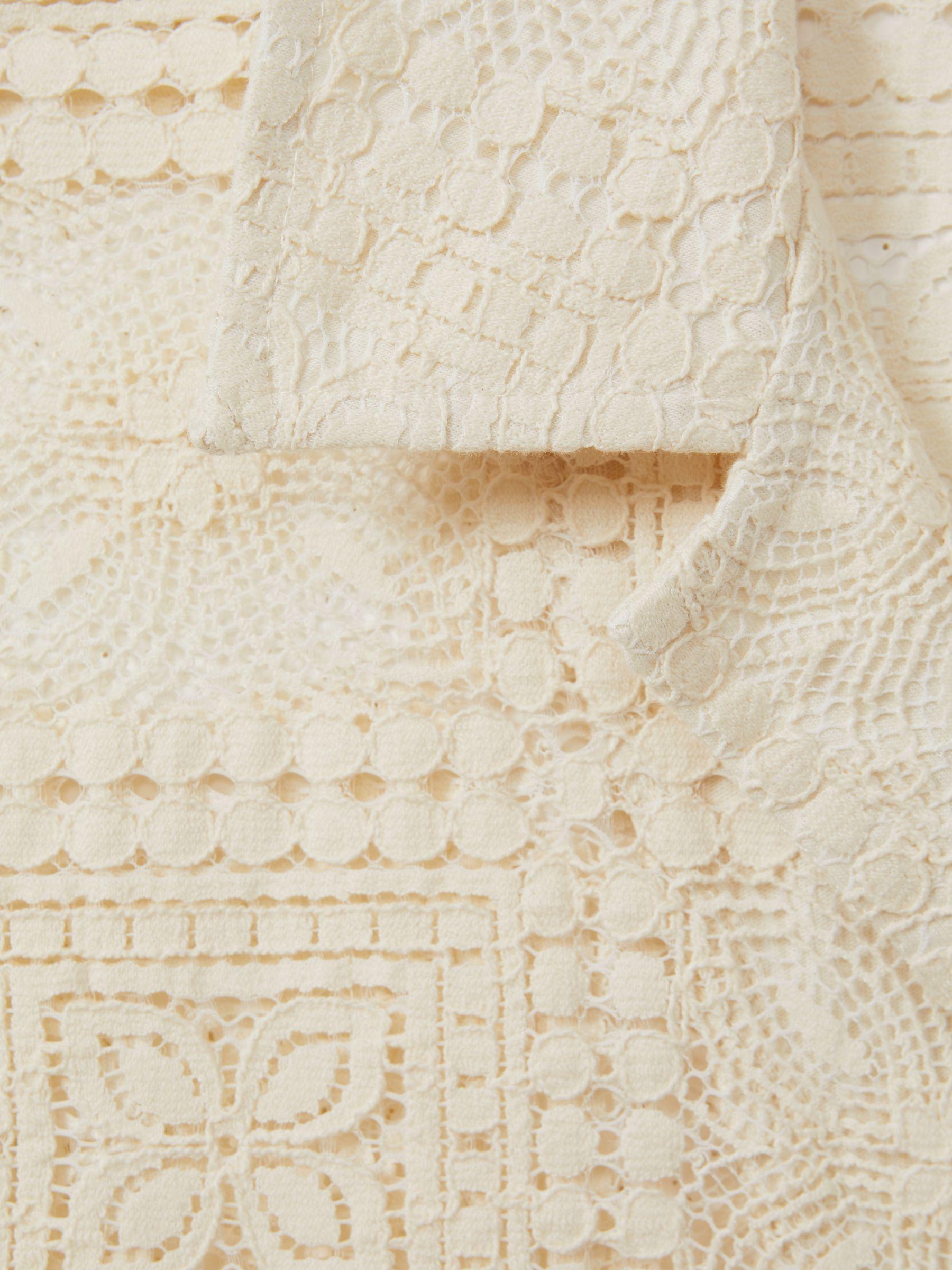 Crochet Cuban-Collar Shirt in Ecru Product Image