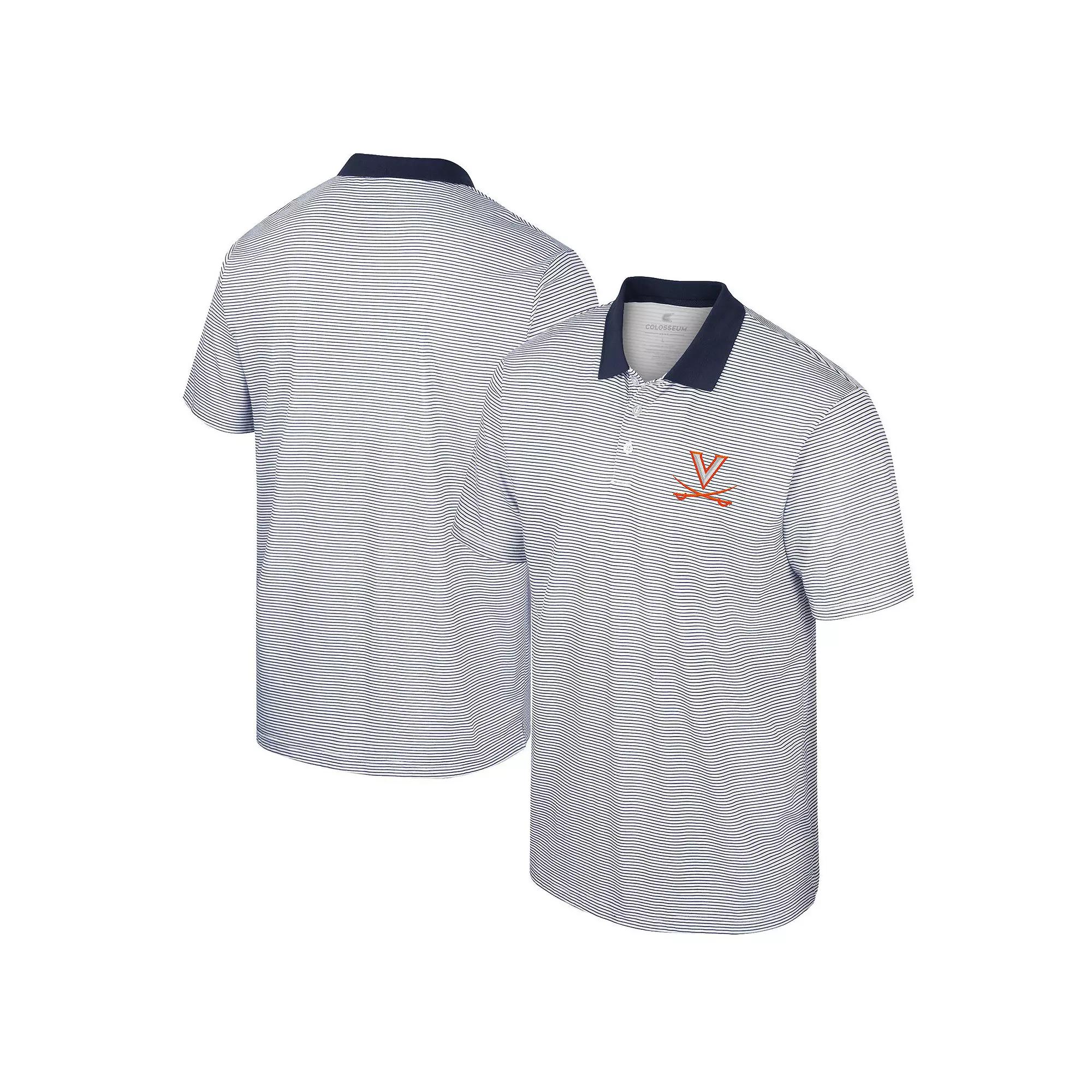 Men's Colosseum White/Navy Virginia Cavaliers Print Stripe Polo,  Product Image