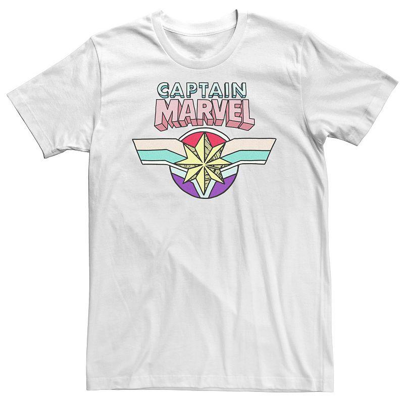 Big & Tall Captain Marvel Cartoon Style Graphic Tee, Men's, Size: XL Tall, White Product Image