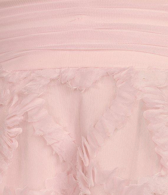 Dear Moon Mesh Spaghetti Strap V-Neck Shirred Ruffle Heart Soutache Dress Product Image