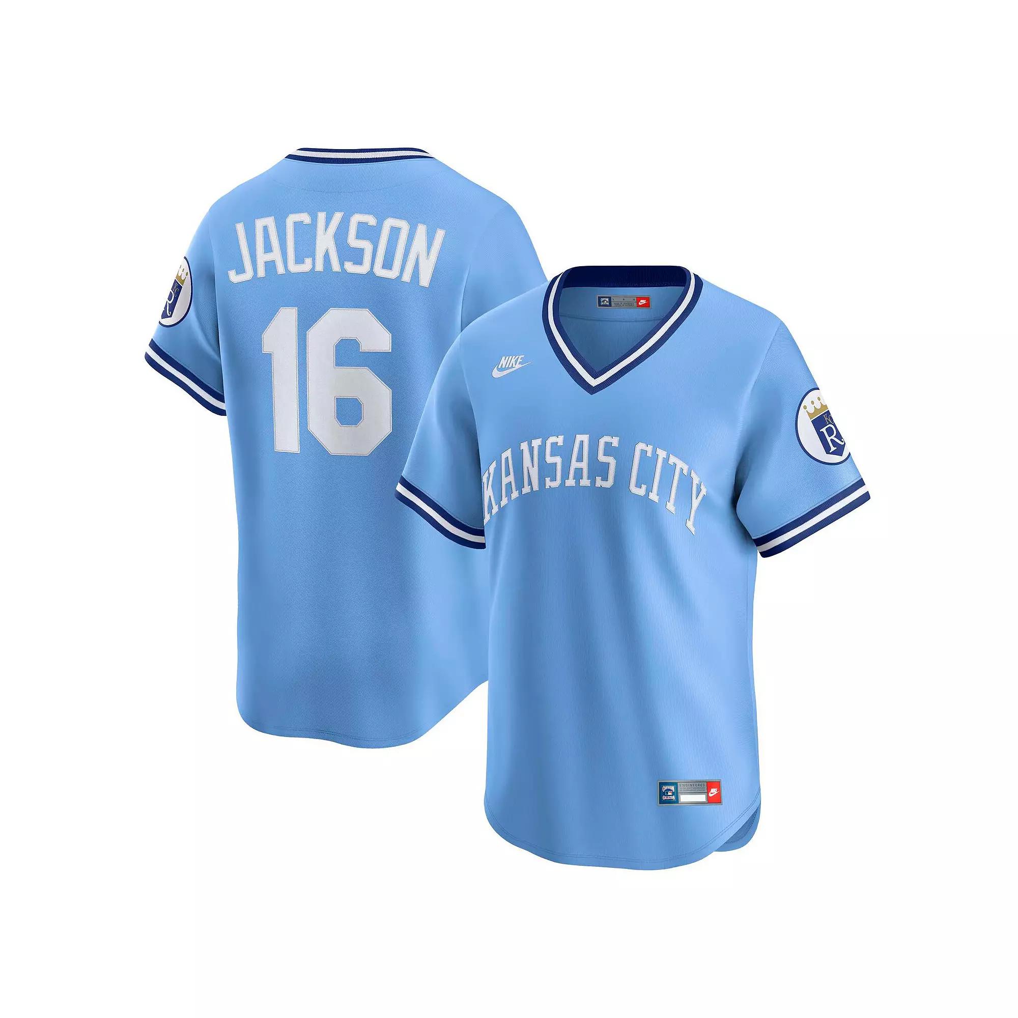 Men's Nike Bo Jackson Light Blue Kansas City Royals Throwback Cooperstown Collection Limited Jersey,  Product Image