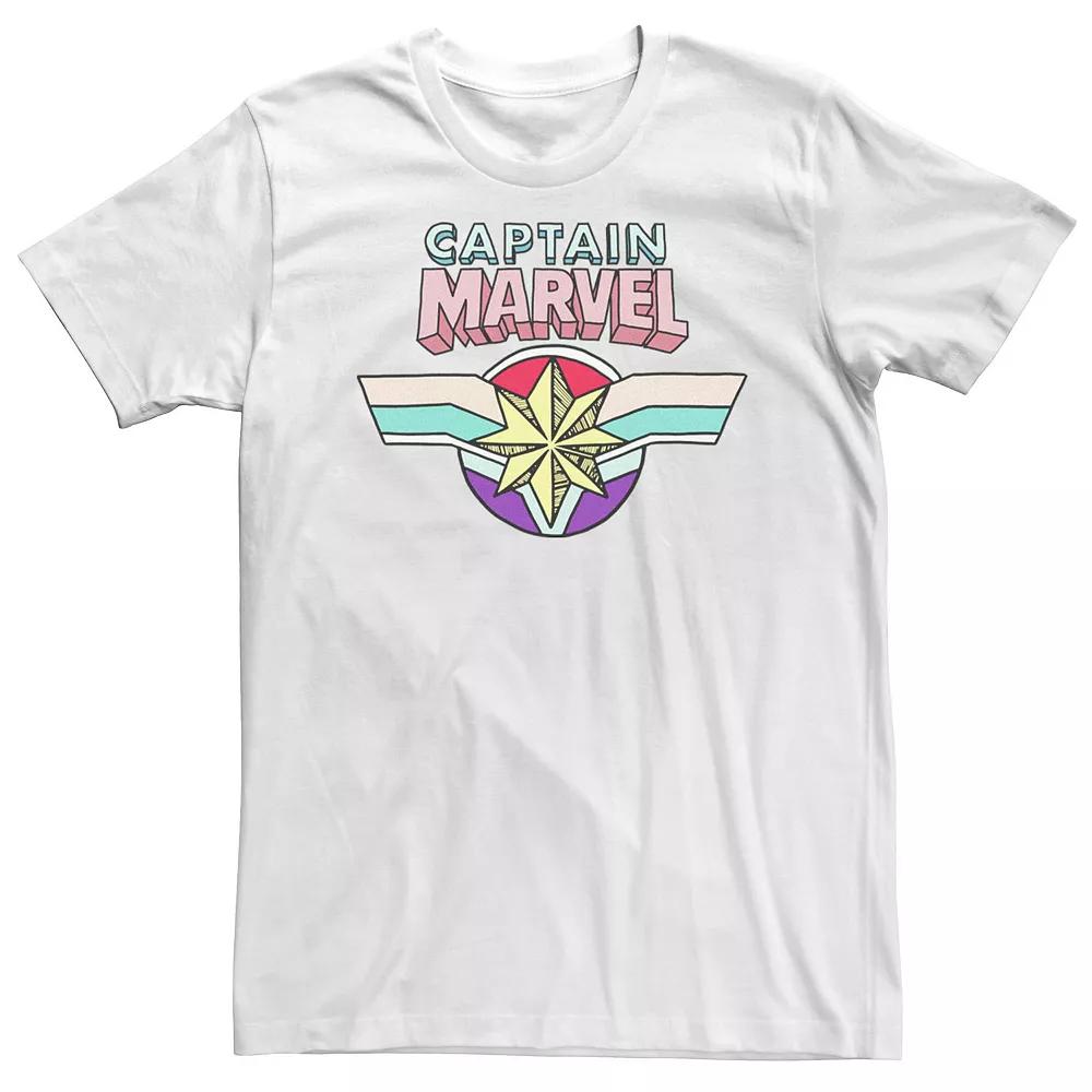 Big & Tall Captain Marvel Cartoon Style Graphic Tee, Men's, Size: XL Tall, White Product Image