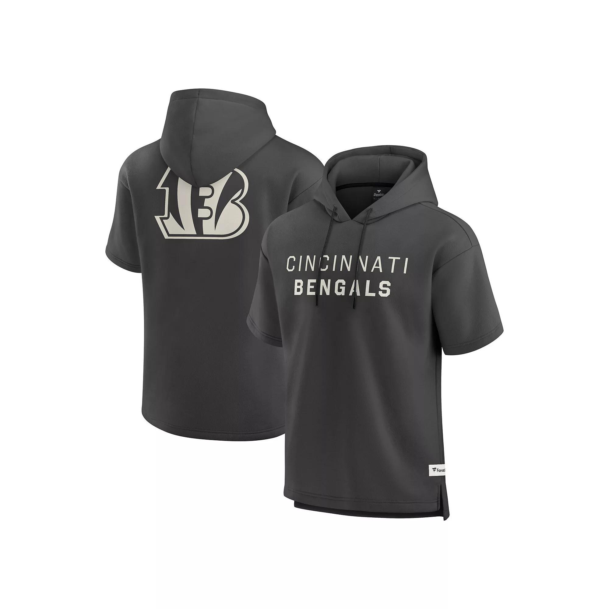 Men's Fanatics Charcoal Cincinnati Bengals Elements Future Ground Lettering Short Sleeve Pullover Hoodie,  Product Image