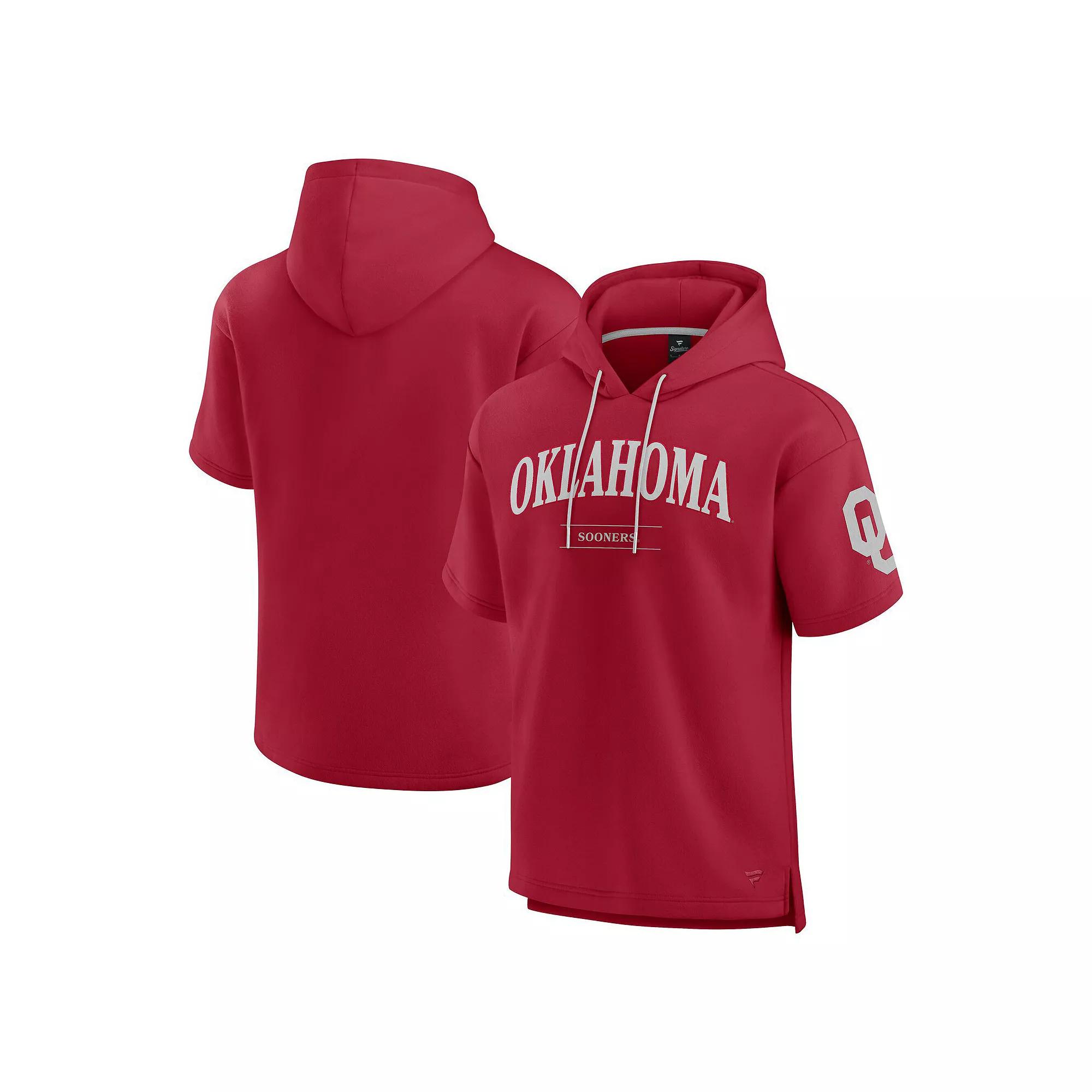 Men's Fanatics Crimson Oklahoma Sooners Ready Short Sleeve Pullover Hoodie,  Product Image
