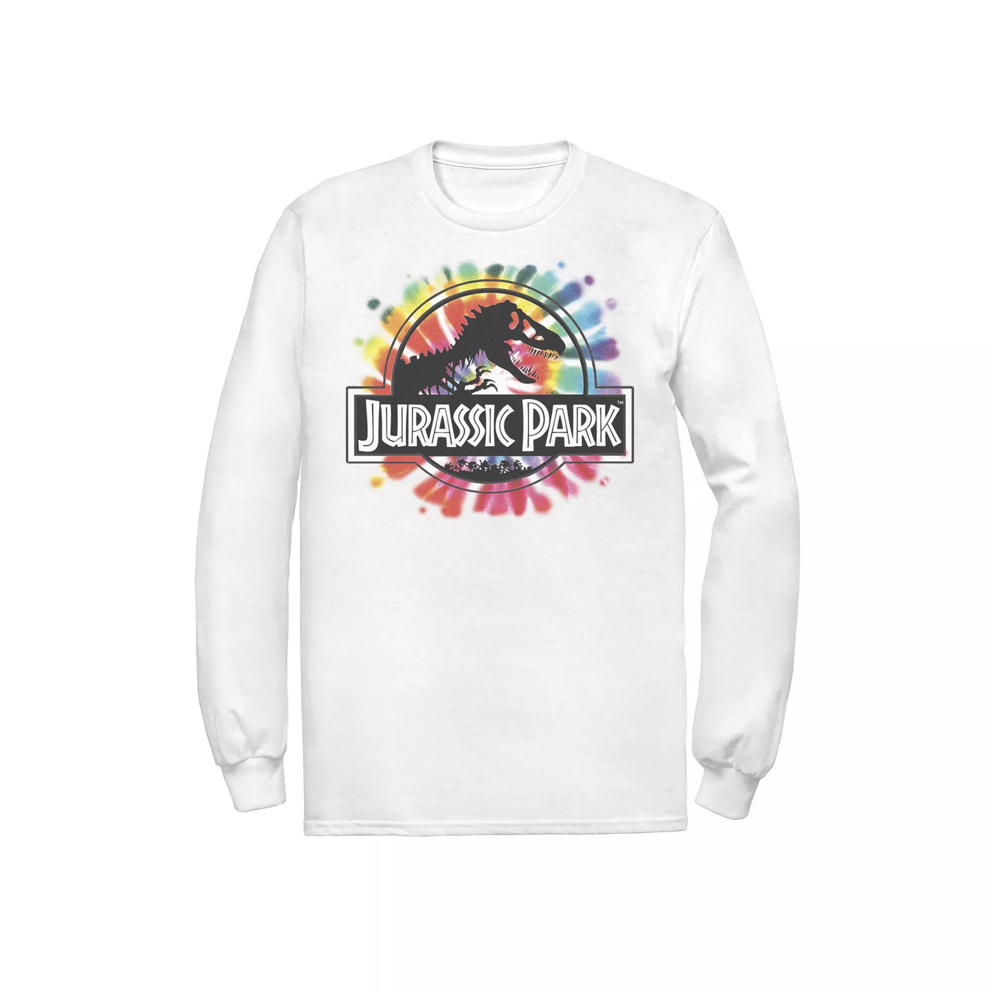 Men's Jurassic Park Classic Logo Tie Dye Long Sleeve Graphic Tee,  Product Image