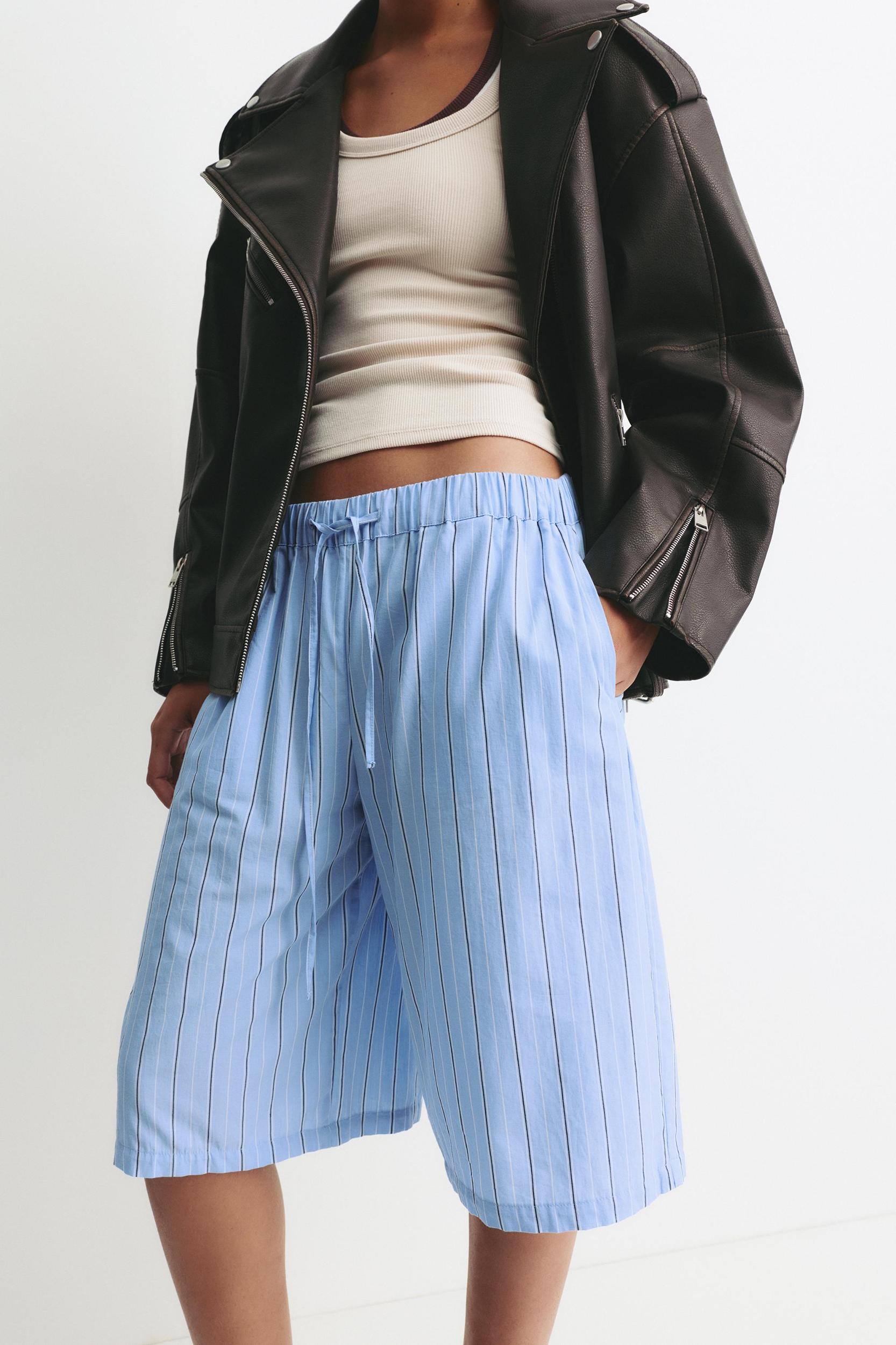 Striped pajama-style Bermuda shorts Product Image