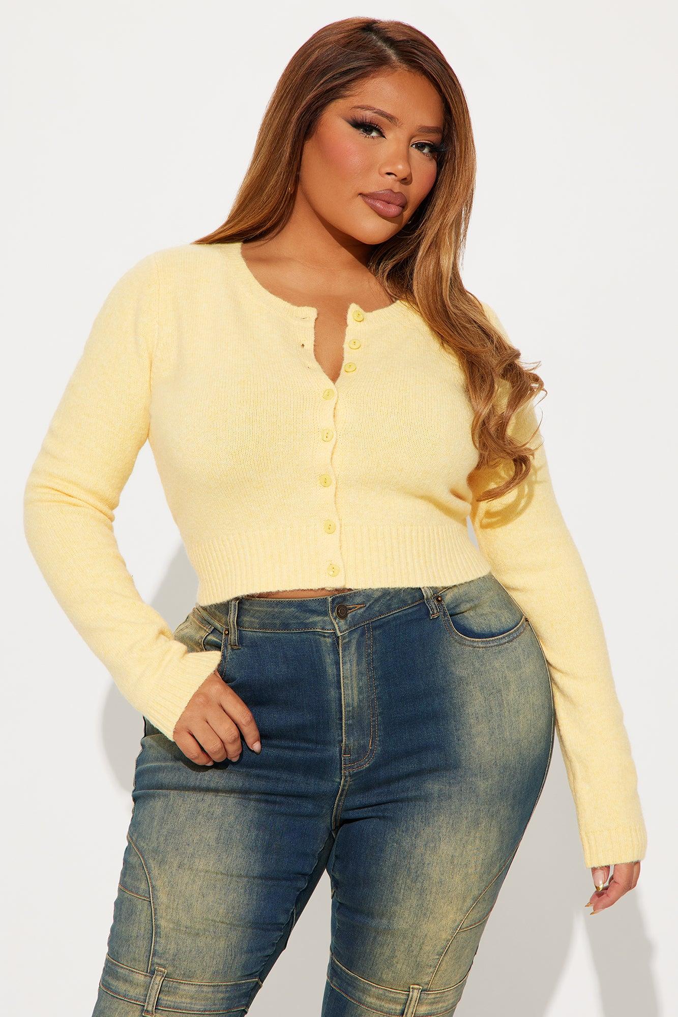 Sweet Sensation Cropped Cardigan - Yellow Product Image