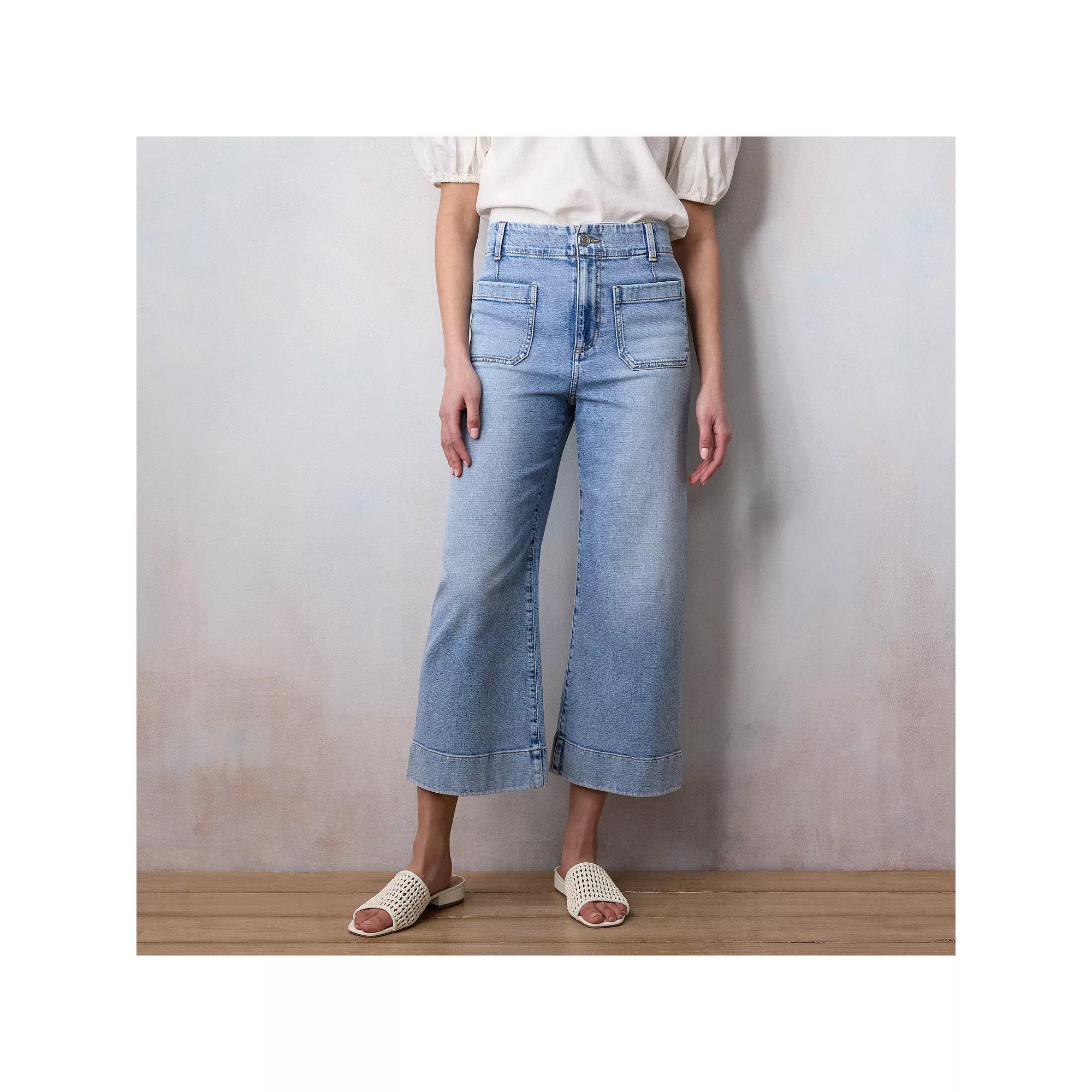 Women's LC Lauren Conrad Super High-Rise Wildflower Wide Leg Cropped Pants,  Product Image