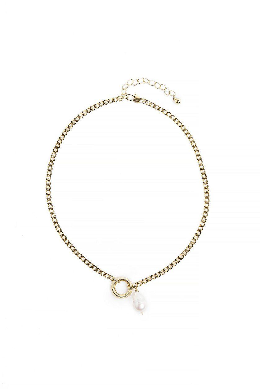 Gold Plated Pearl Detailed Necklace Product Image