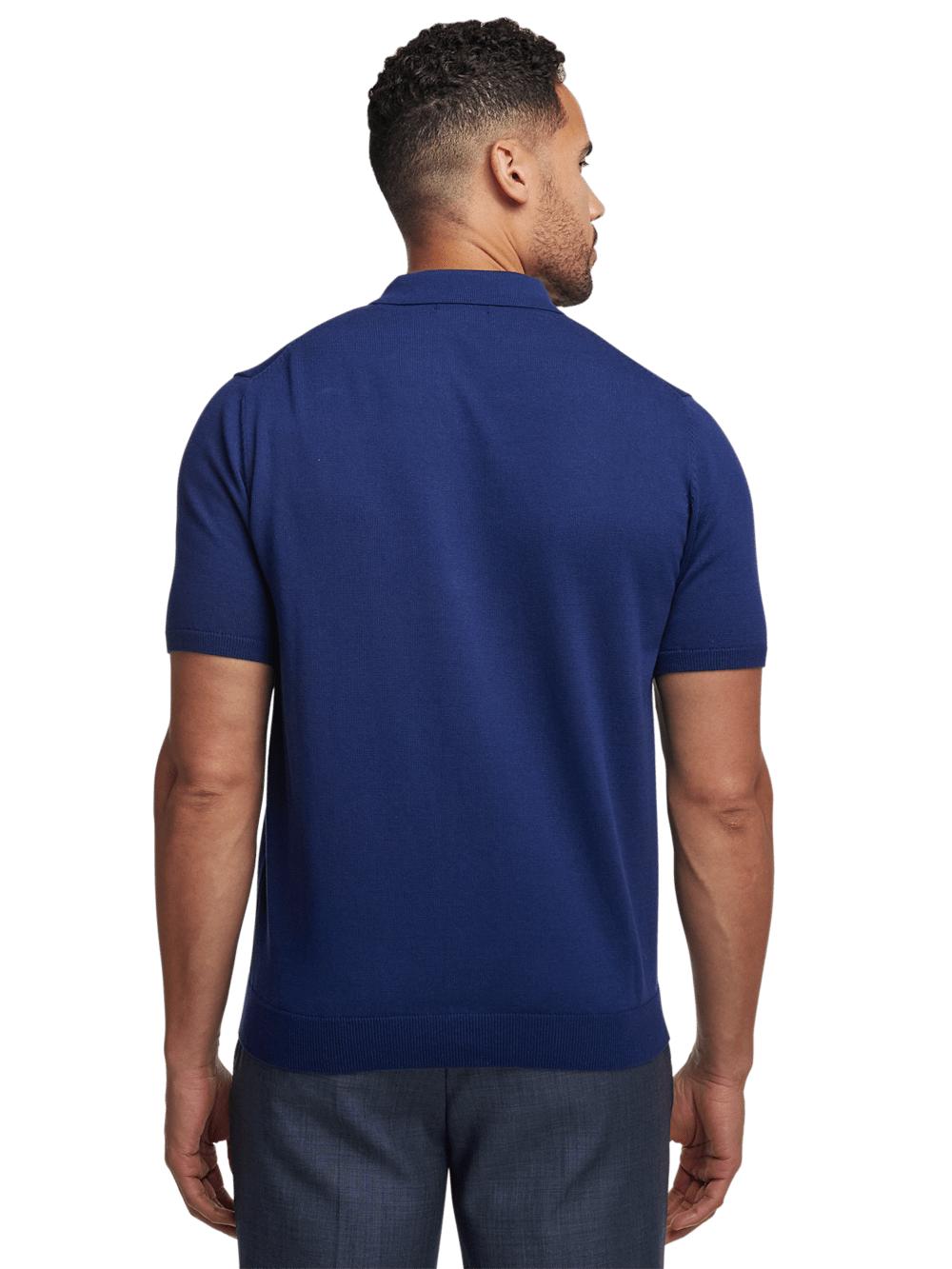 Cotton Button Front Polo - Navy Product Image
