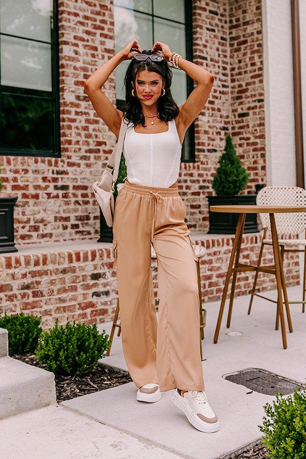 Sure And Steady High Waist Trousers In Tan Product Image