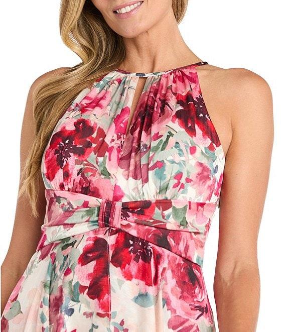 R & M Richards Halter Keyhole Floral Printed A-Line Dress Product Image