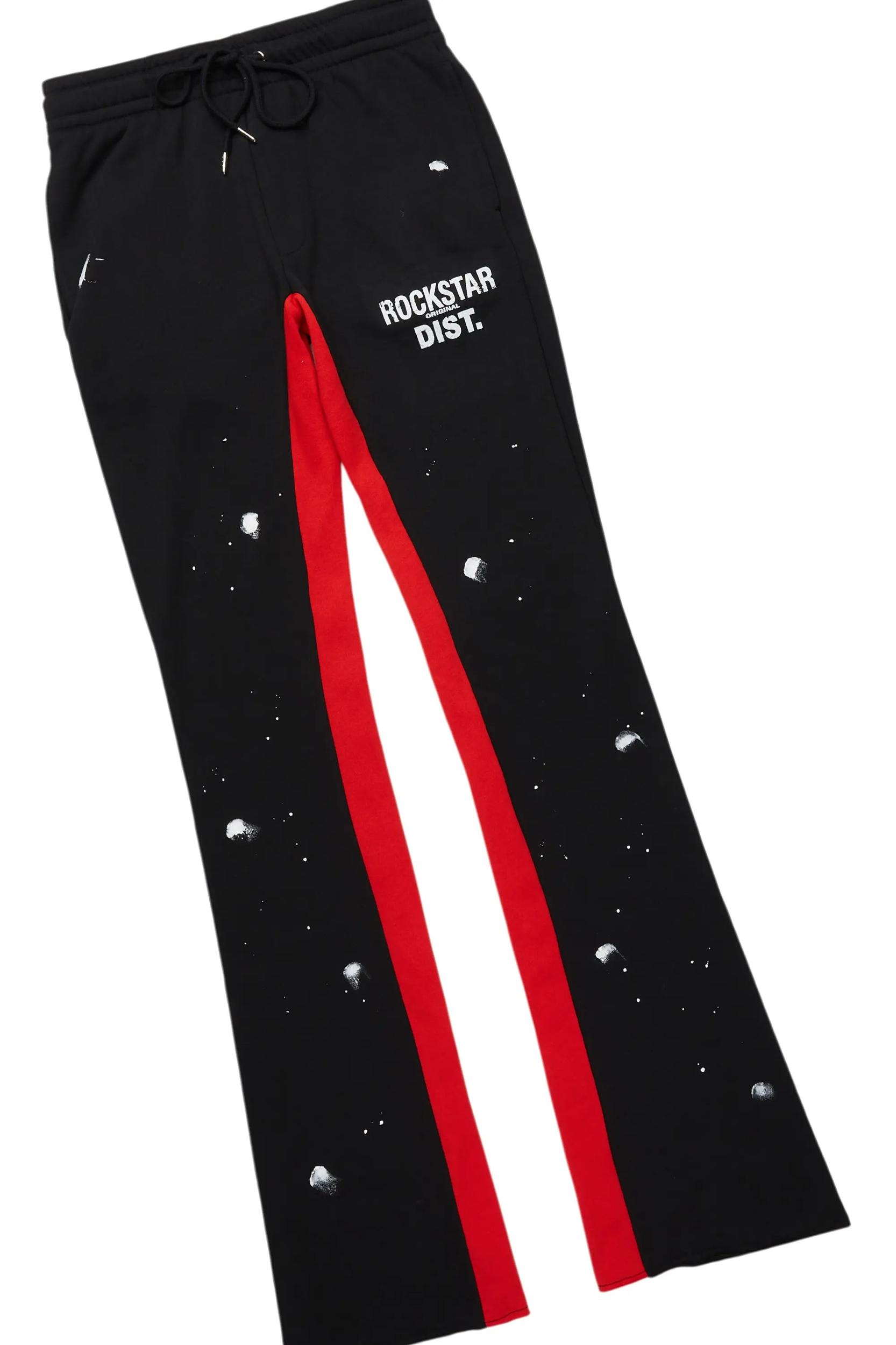 Raffer Black/Red Hoodie Baggy Fit Pant Track Set Male Product Image