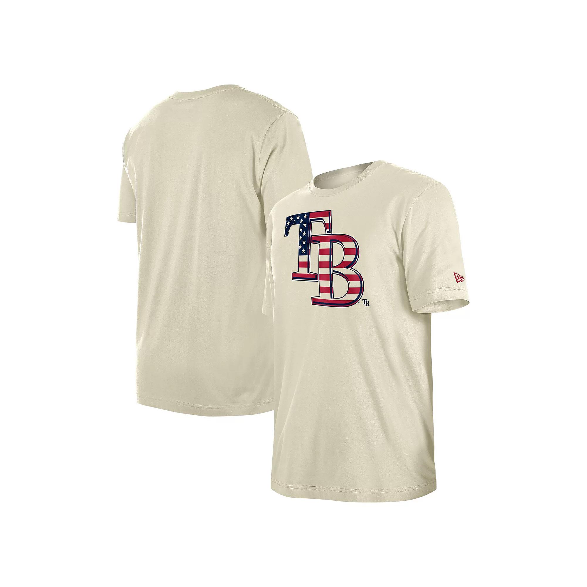 Men's New Era Cream Tampa Bay Rays Americana Flag Fill T-Shirt,  Product Image