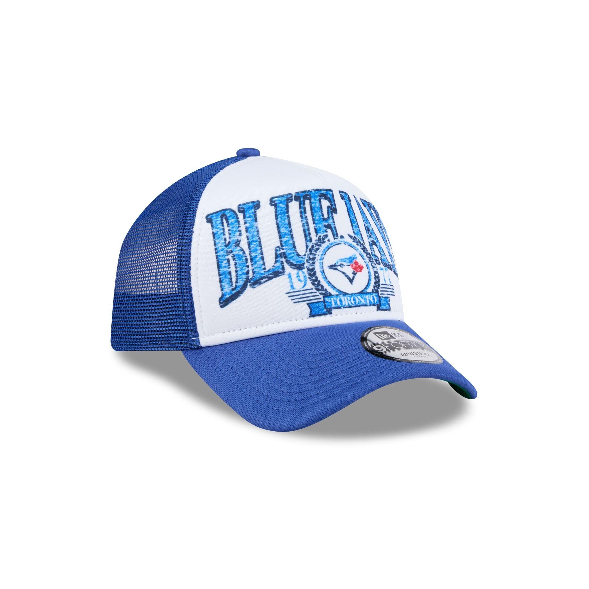Toronto Blue Jays Distressed 9FORTY A-Frame Trucker Hat Male Product Image