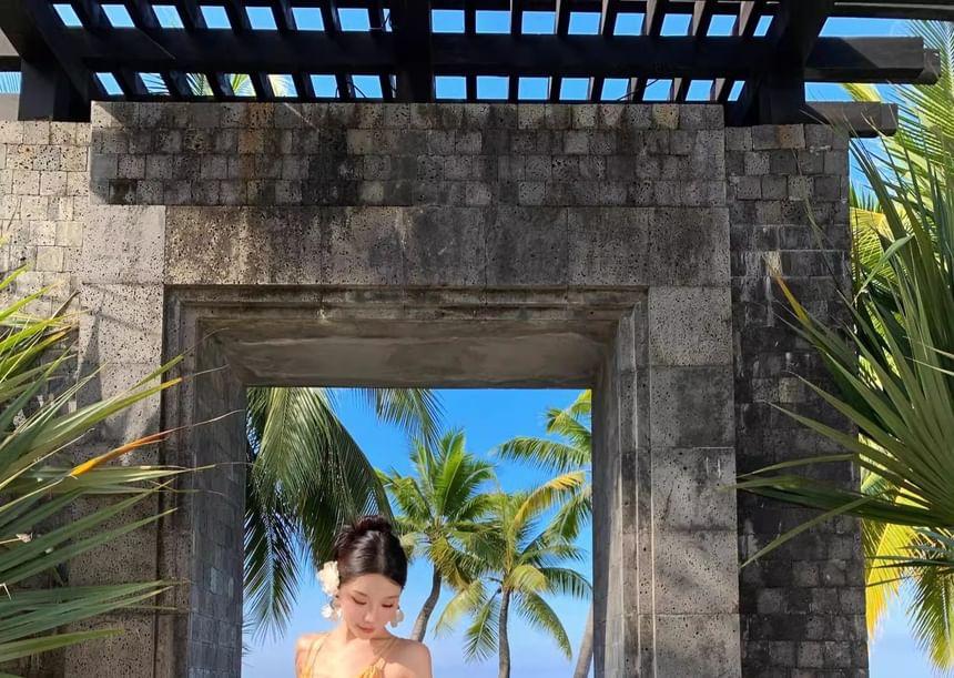 Spaghetti Strap Floral Open Back Midi A-Line Sundress Product Image