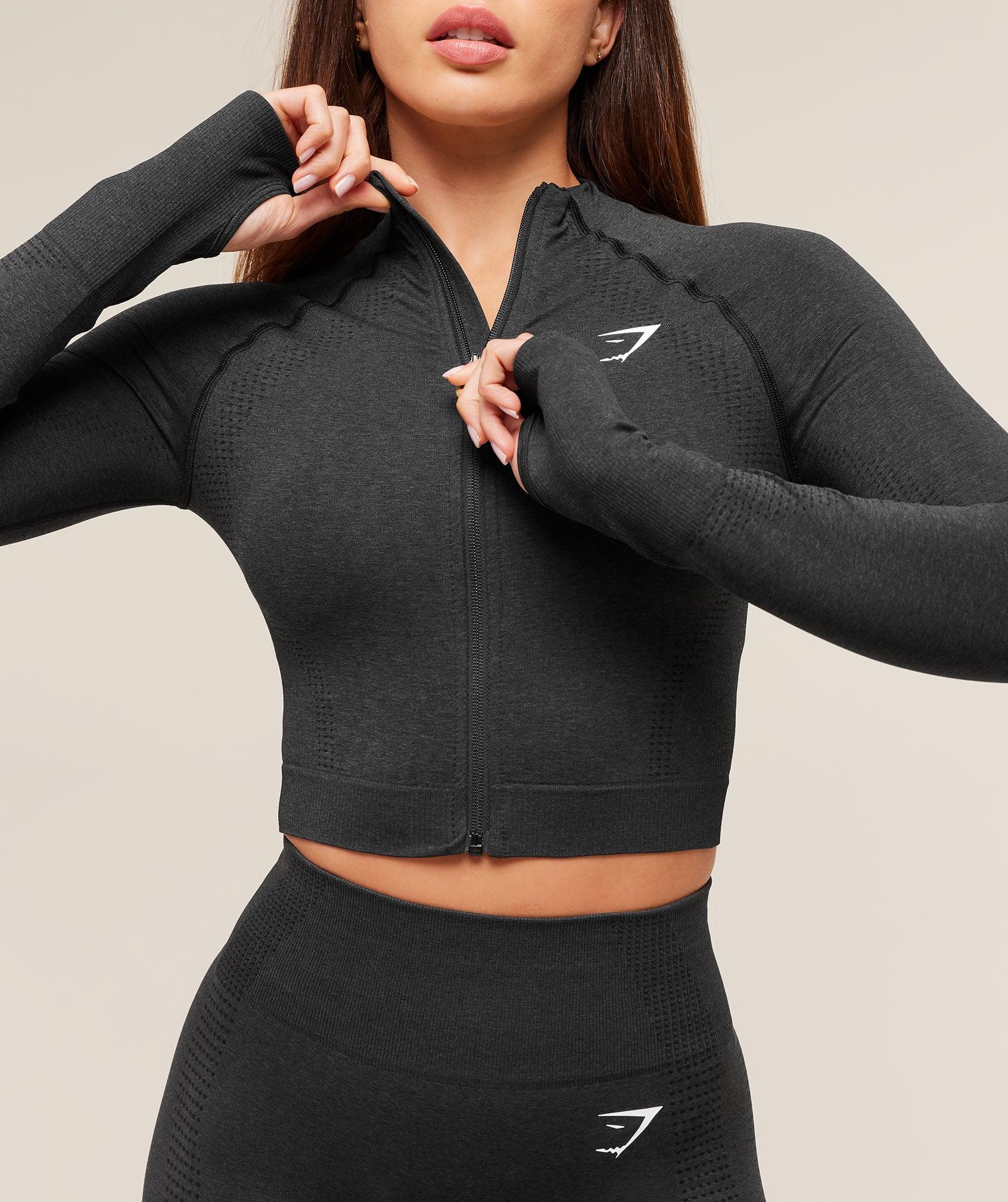 Gymshark Vital Midi Zip Up Jacket - Black Marl Female Product Image