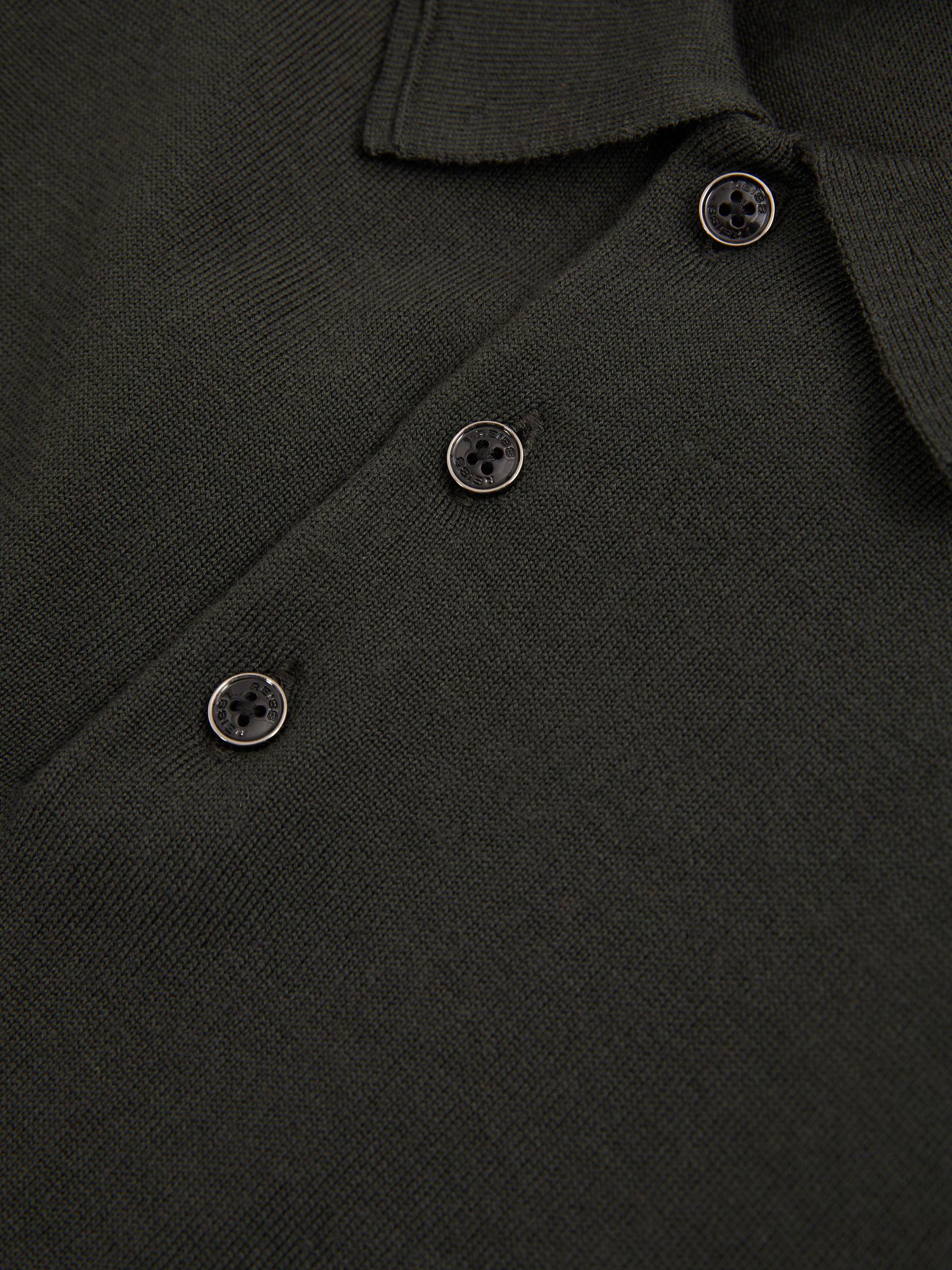 Merino Wool Polo Shirt in Dark Military Green Product Image