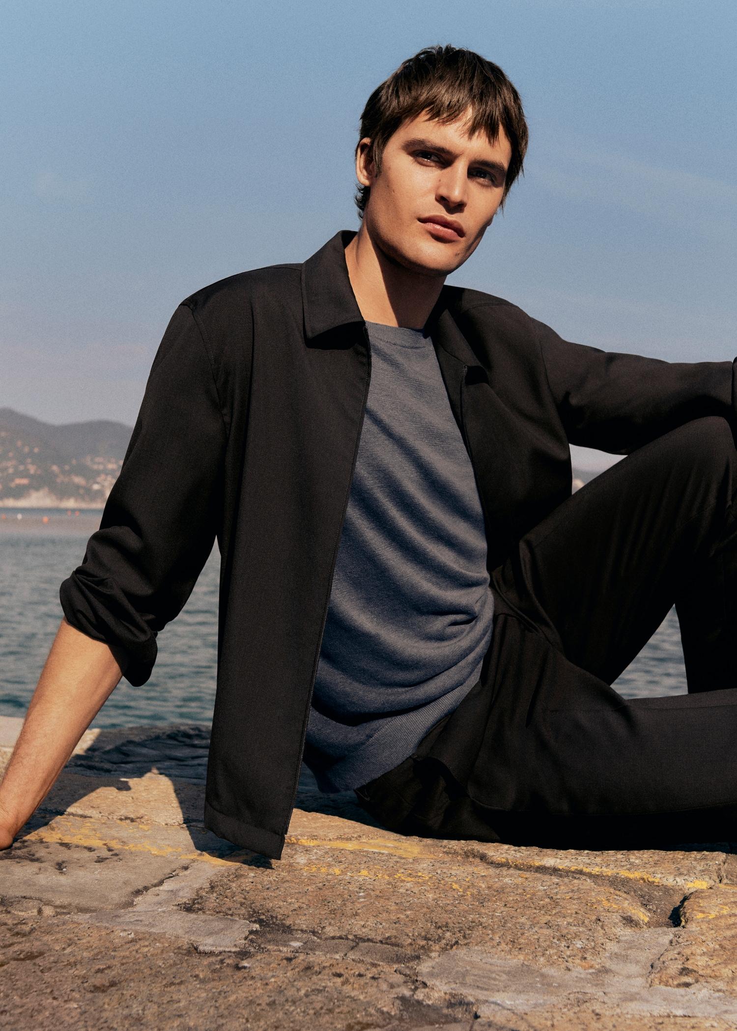 Cold wool jacket with shirt collar - Men | MANGO USA Product Image