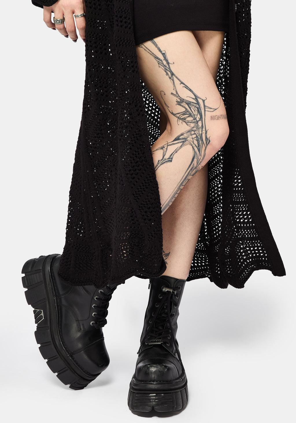 Aenaes Longline Crochet Maxi Cardigan Product Image
