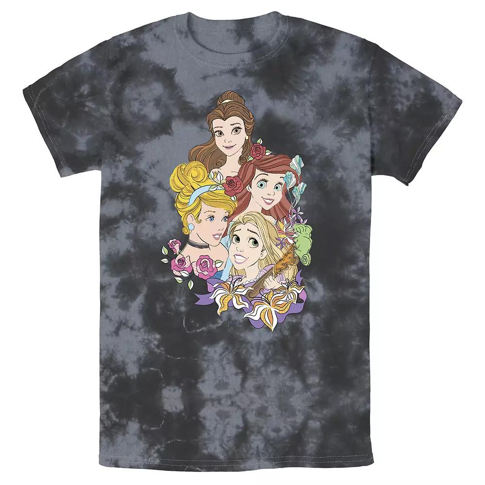 Men's Disney Princess Floral Belle Cinderella Ariel Rapunzel Bomabrd Wash Tee,  Product Image