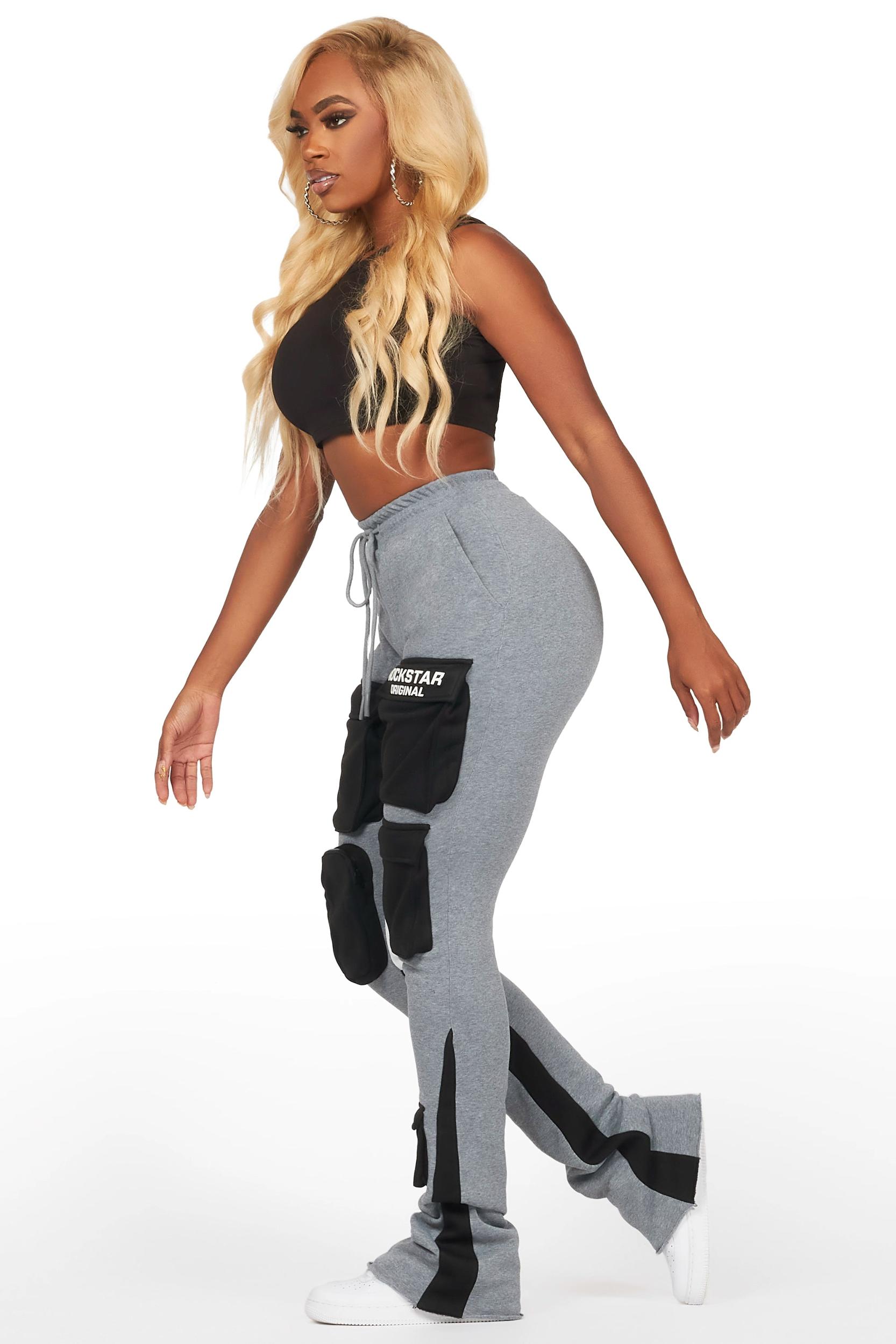 Norika Heather Grey Stacked Track Pant Female Product Image