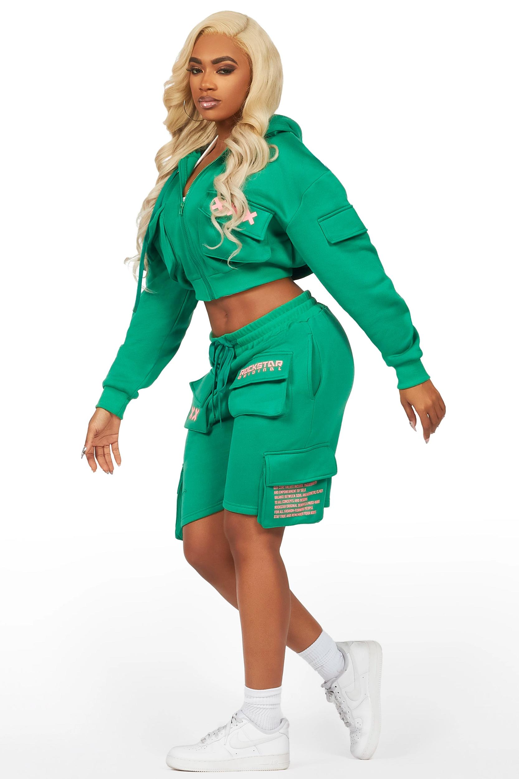 Natanya Green Cargo Short Set Female Product Image