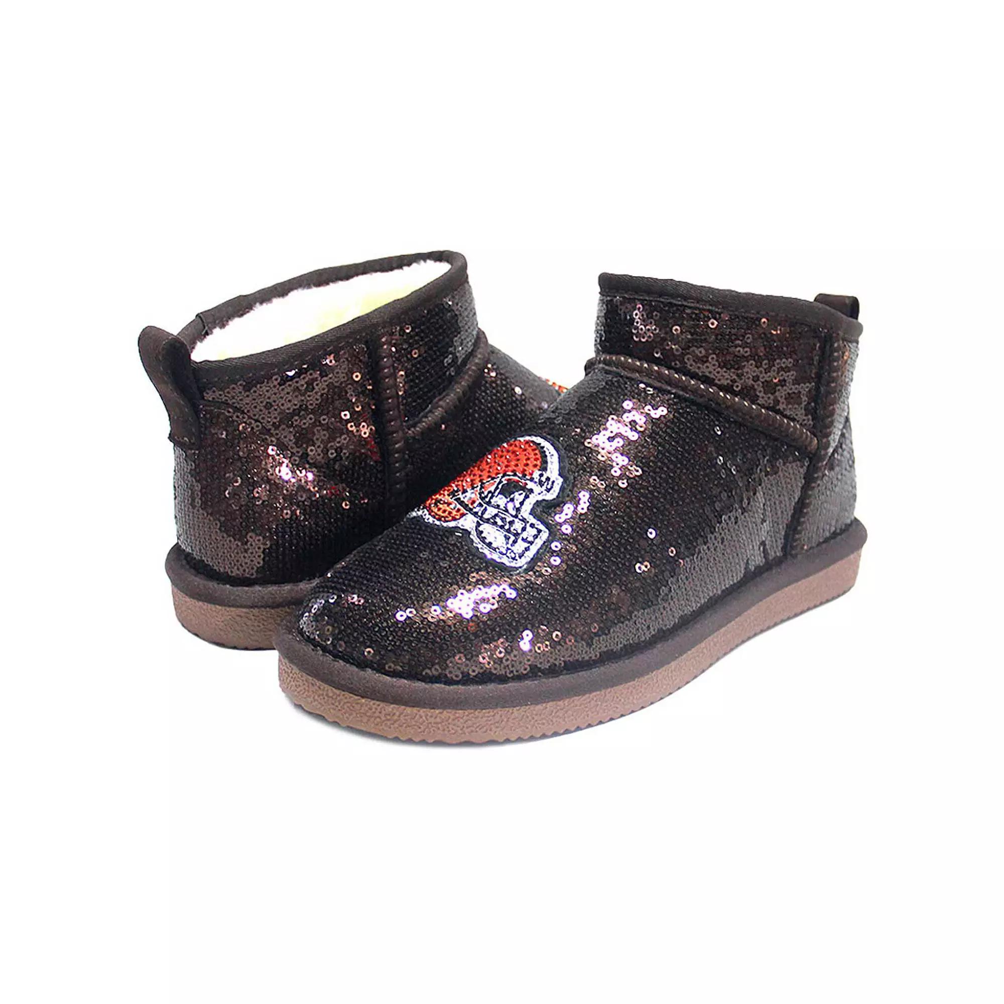 Women's Cuce Brown Cleveland Browns Sequin Ankle Boots,  Product Image