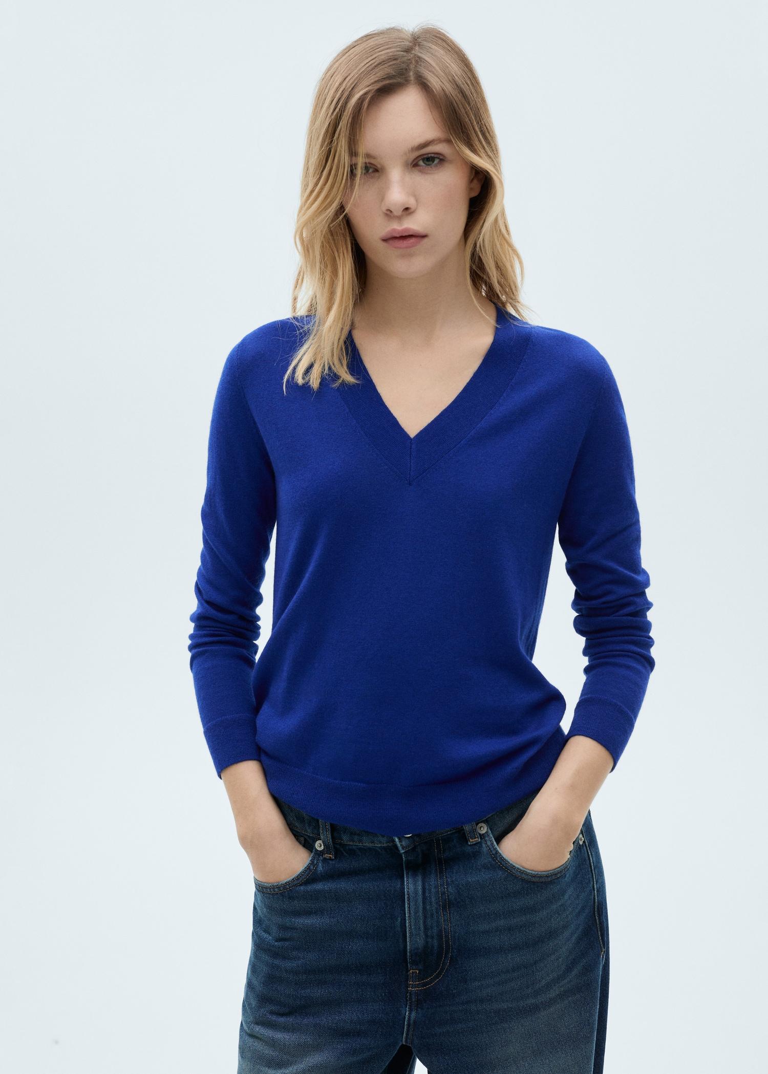 V-neck knit sweater - Women | MANGO USA Product Image