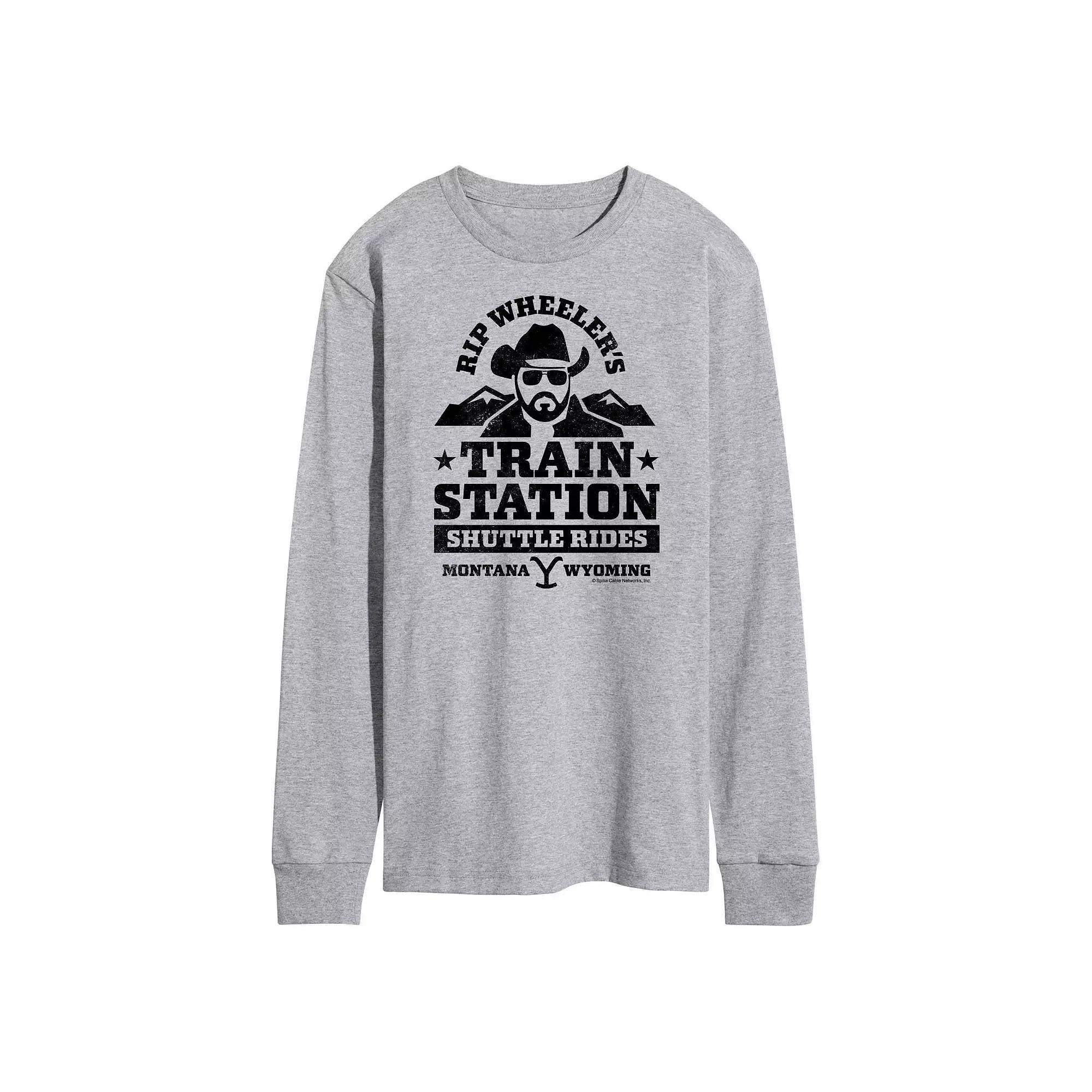 Men's Yellowstone RIP Wheeler Long Sleeve Graphic Tee, Size: Large, Gray Product Image
