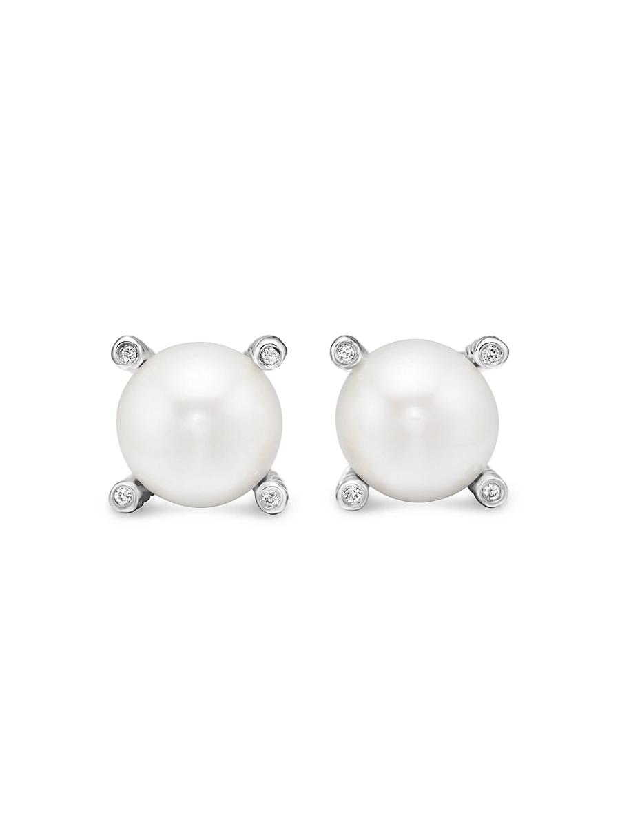 Womens Pearl Earrings with Diamonds Product Image