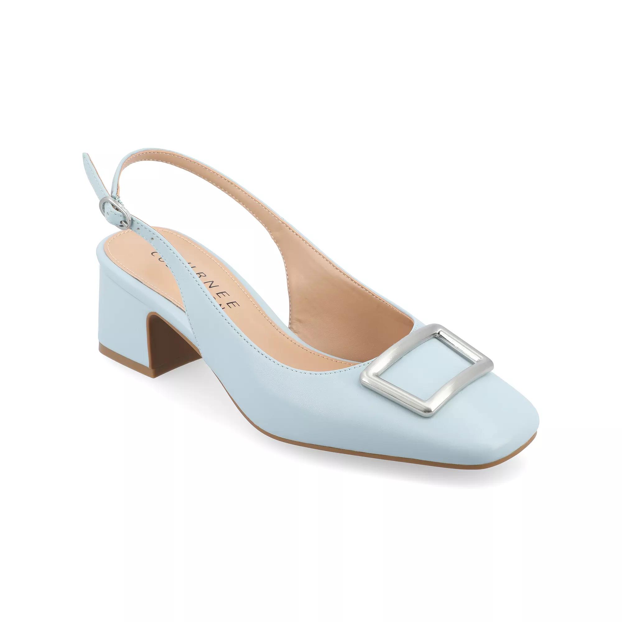 Journee Everlee Women's Sling Back Square Toe Pumps,  Product Image