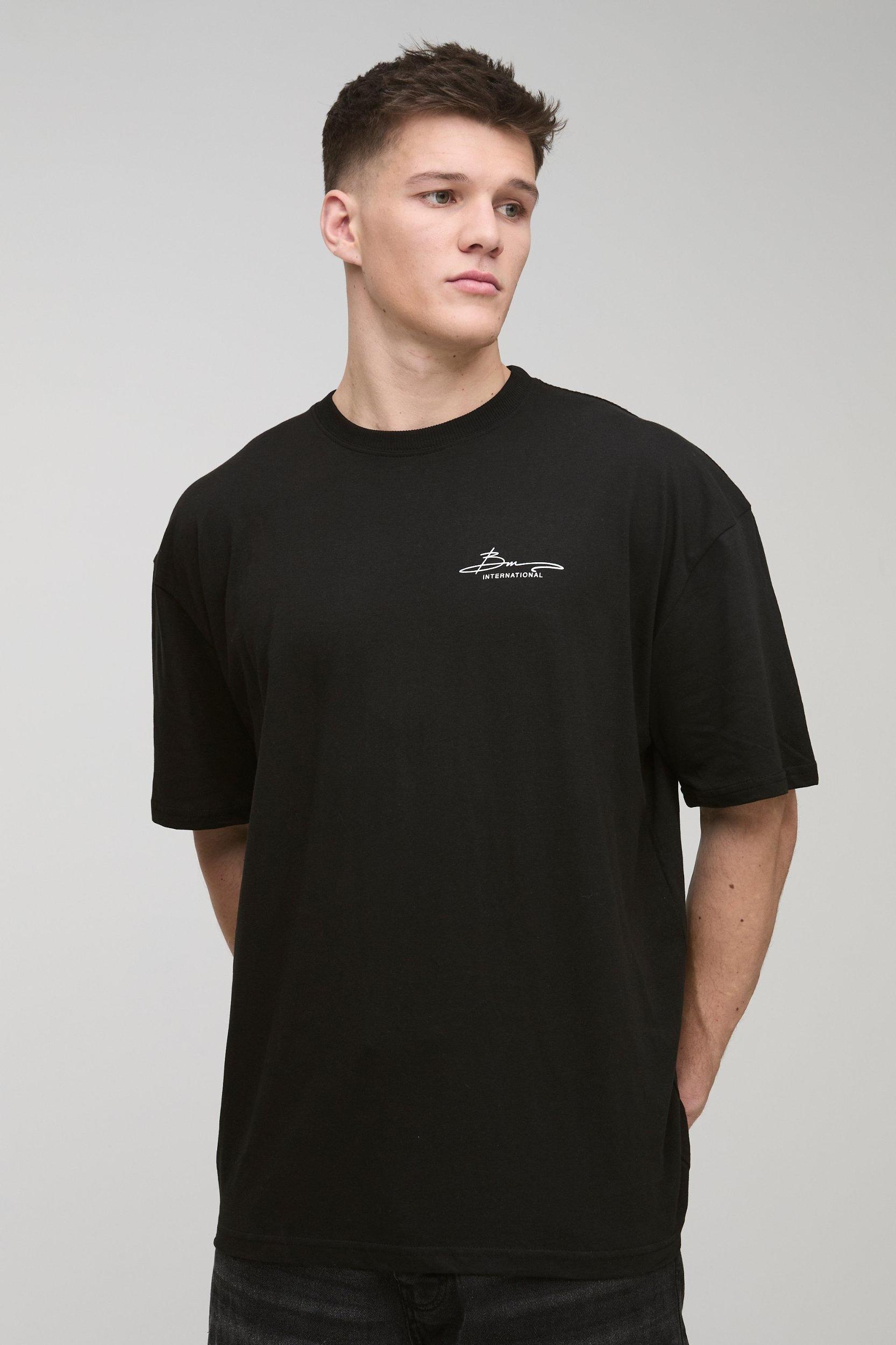 Tall Oversized BM International Print T-Shirt | boohooMAN USA Product Image