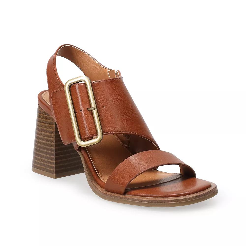 Sonoma Goods For Life Long Buckle Womens Heeled Sandals Red Product Image