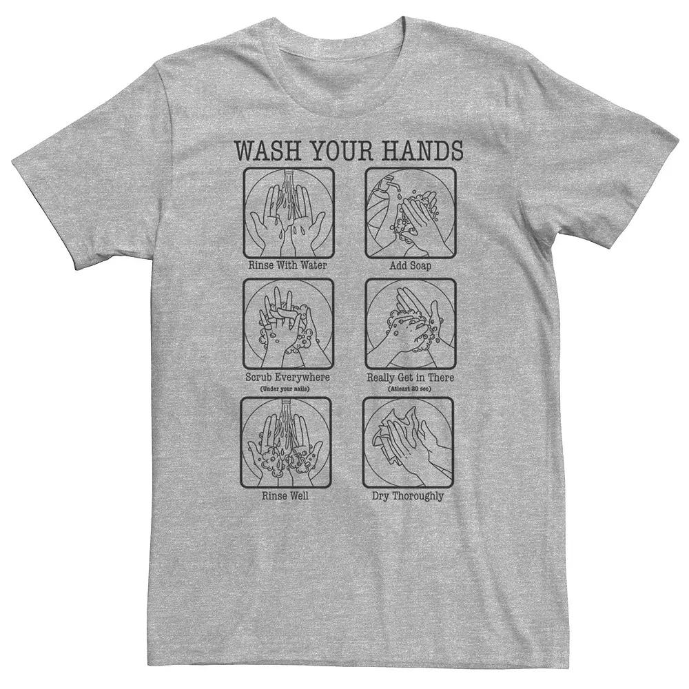 Big & Tall Wash Your Hands Infographic Tee, Men's,  Product Image