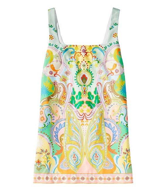Antonio Melani Eliana Printed Linen Square Neck Sleeveless Dress Product Image