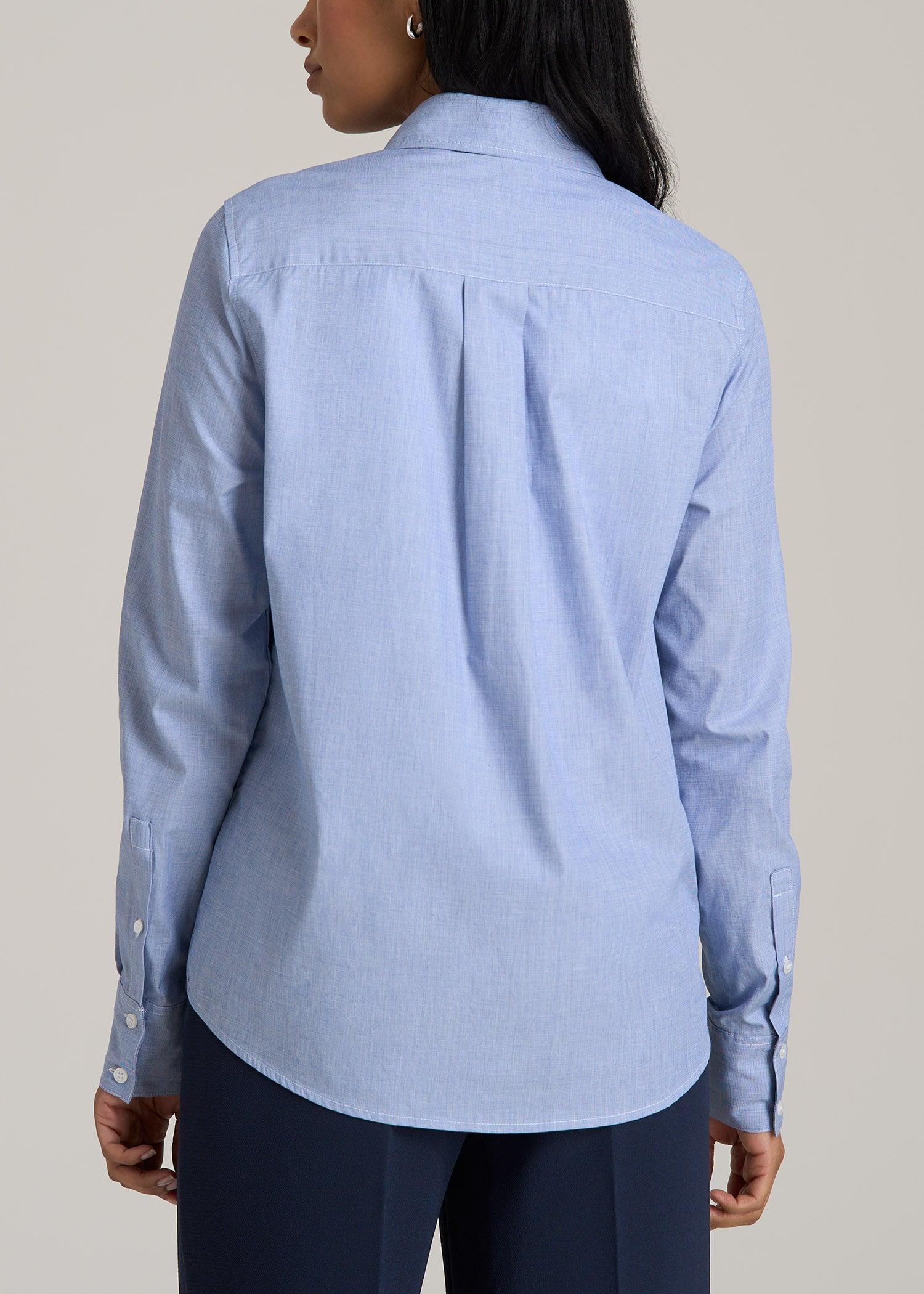 Regular Fit Dress Shirt for Tall Women in Chambray Blue Female Product Image
