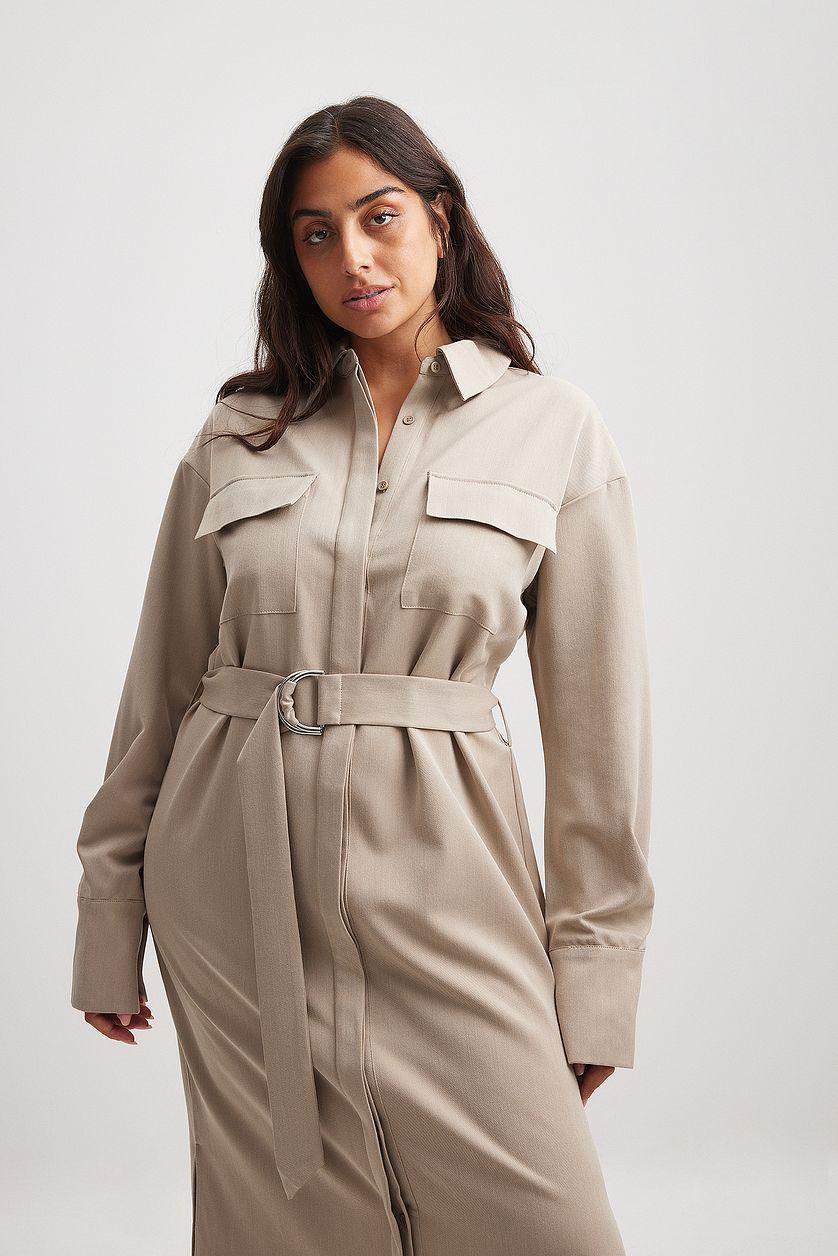 Belted Midi Shirt Dress Product Image