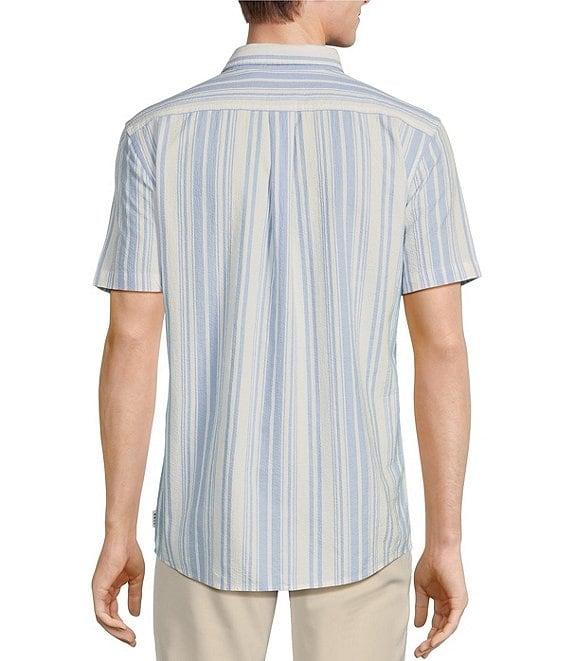 Rowm Short Sleeve Seersucker Awning Stripe Print Shirt Product Image