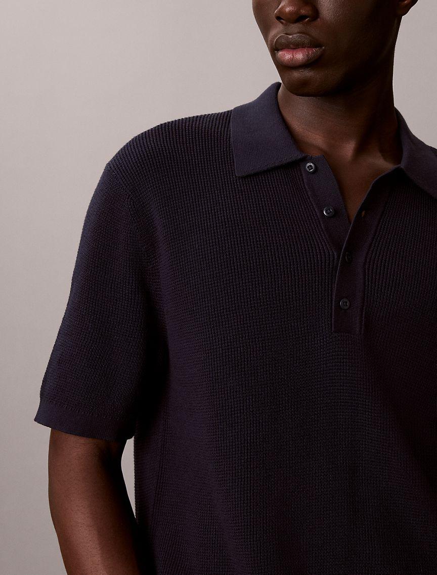 Waffle Cotton Polo Sweater Product Image