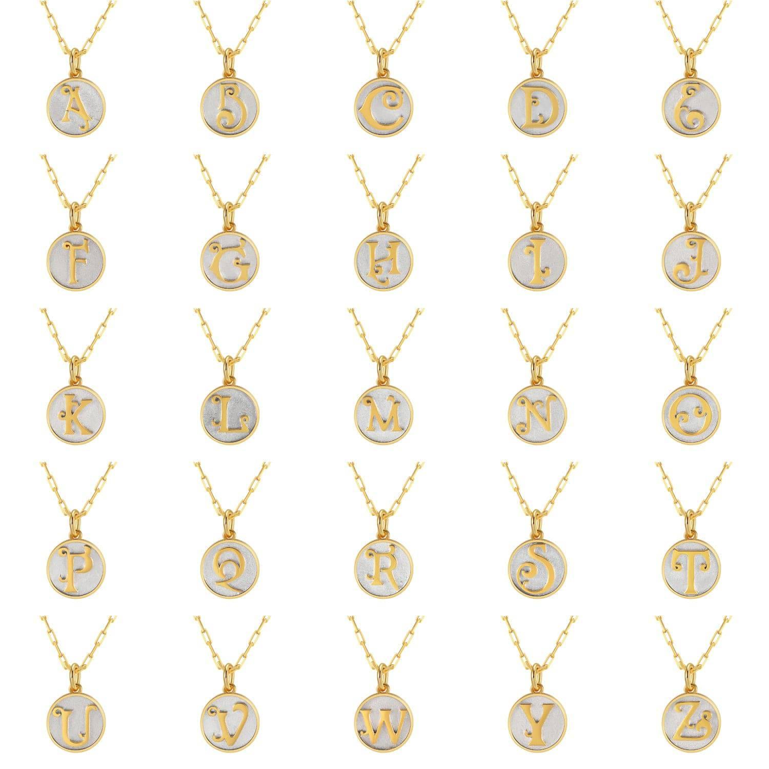 Saints Dainty Fancy Initial Pendant Necklace A-Z Product Image