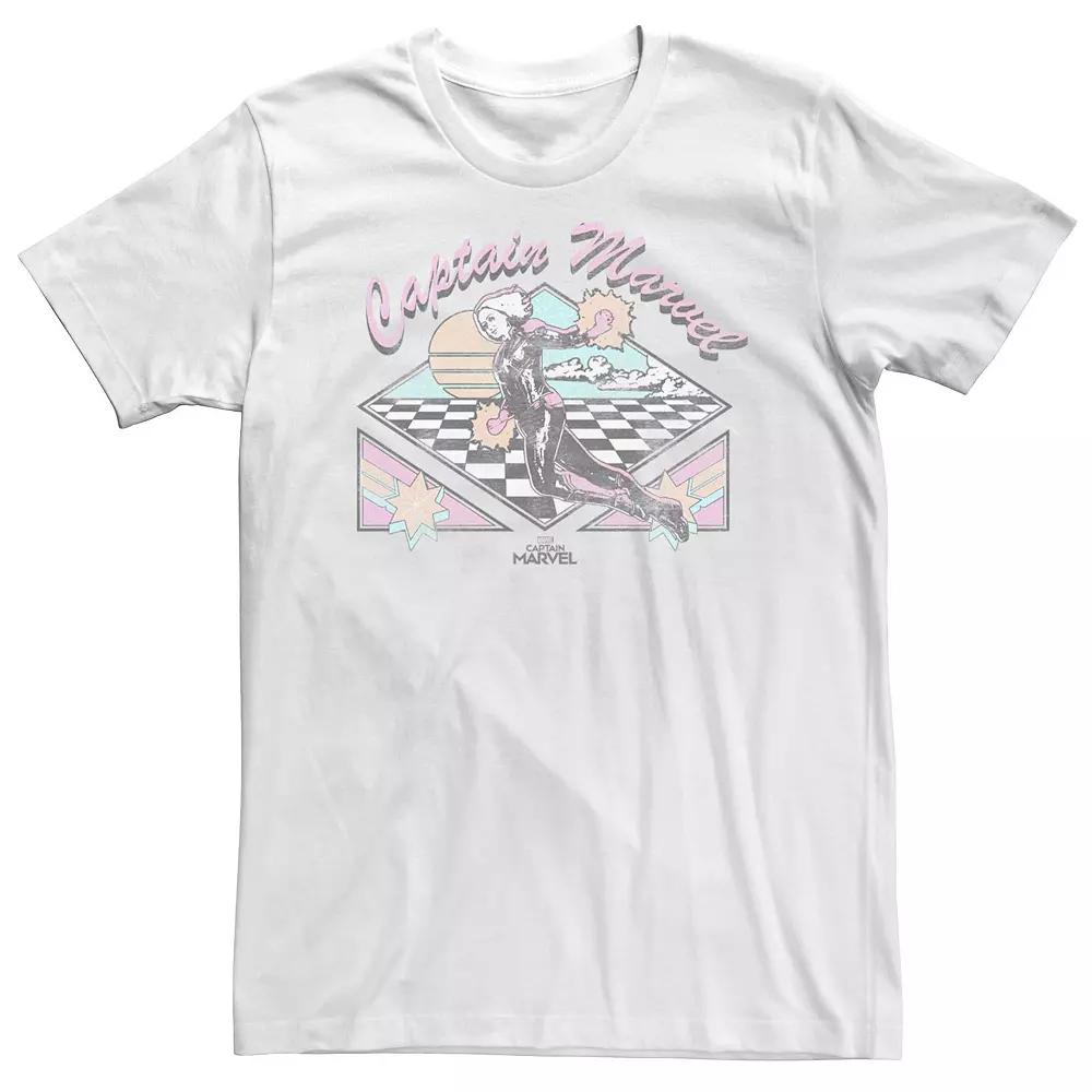 Big & Tall Marvel Captain Marvel Retro Checkered Logo Tee, Men's,  Product Image