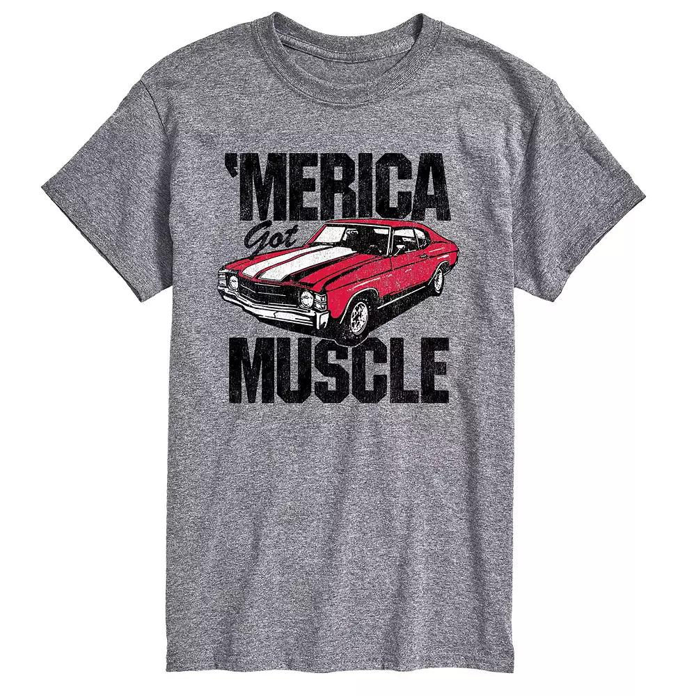 Men's 'Merica Got Muscle Car Graphic Tee, Size: XS, Gray Product Image