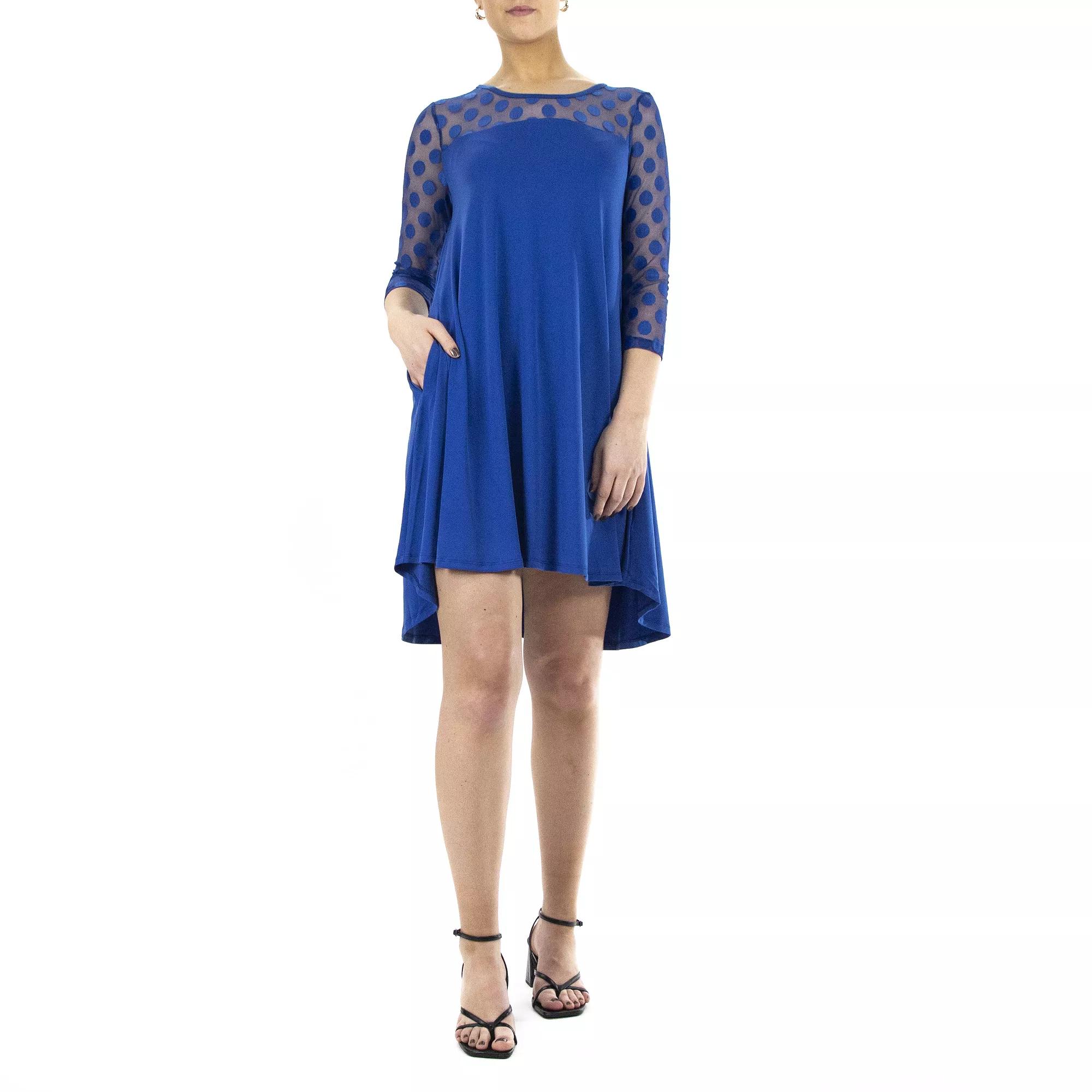 Women's Nina Leonard Sheer Polka-Dot High-Low Dress,  Product Image