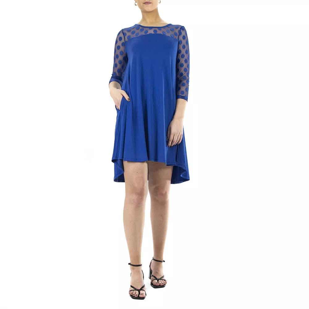 Women's Nina Leonard Sheer Polka-Dot High-Low Dress,  Product Image
